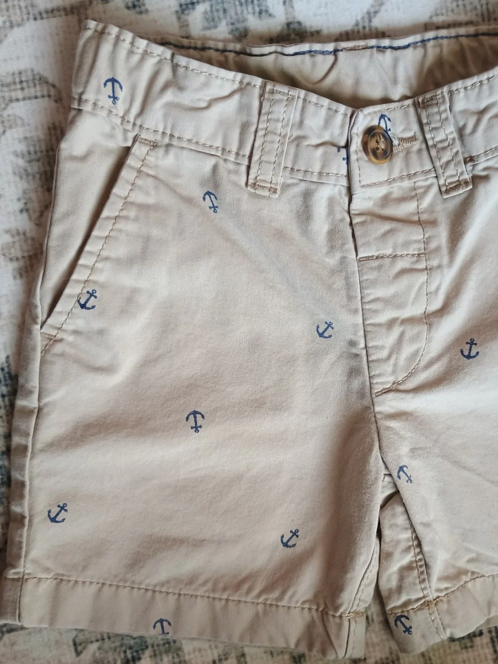 4/$15 Carter's Anchor Print Khaki Shorts, 2T